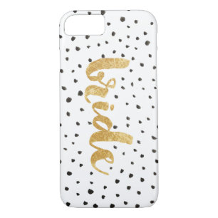 Modern Gold and Black Dots Bride iPhone 8/7 Case