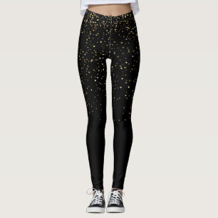 Modern  Gold And Black Glitter Sparkles Gift   Leggings