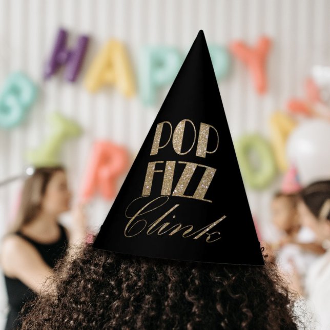 Modern Gold and Black Party Pop Fizz Clink Hat (Modern Gold and Black Party Pop Fizz Clink Party Hat)