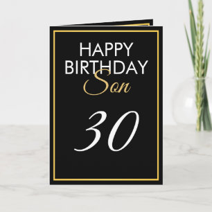 Modern Gold and Black Son 30th Birthday Card