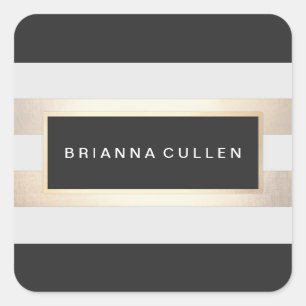Modern Gold and Black Stripes Square Sticker