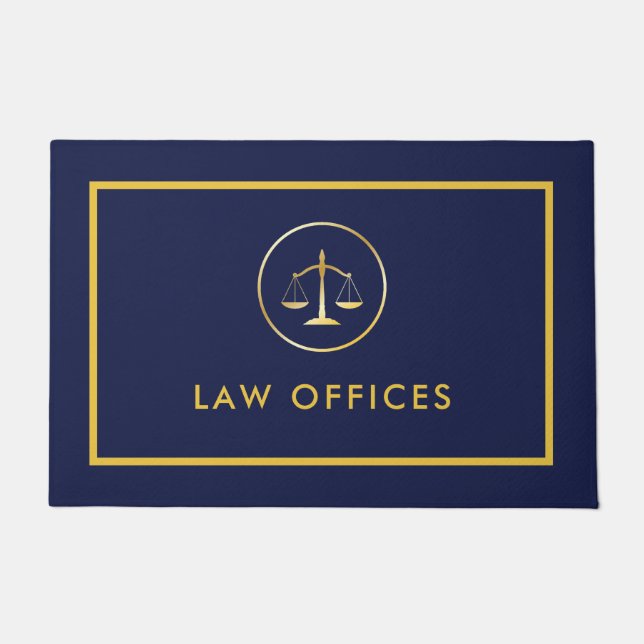 Modern Gold And Blue Law Offices Logo Doormat (Front)