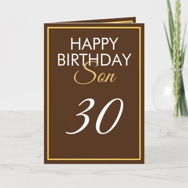 Modern Gold and Brown Son 30th Birthday Card (Front)