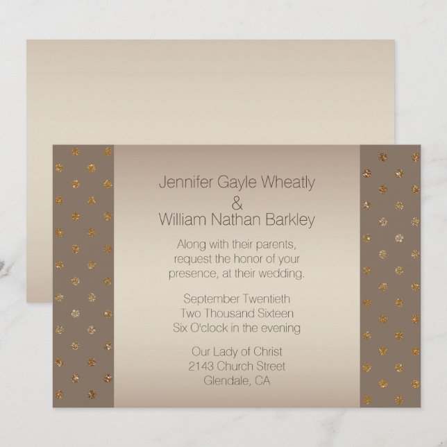 Modern Gold and Champagne Wedding Invitation (Front/Back)