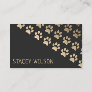 Modern Gold And Charcoal Dog Walker   Pet Sitter Business Card