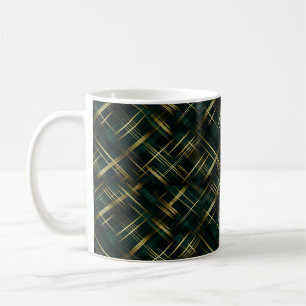 Modern Gold And Dark Green Plaid Coffee Mug