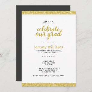 Modern Gold and Grey Graduation Party Invitation