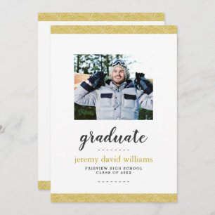 Modern Gold and Grey Photo Graduation Party Invitation