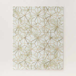 Modern gold and marble geometric star flower image jigsaw puzzle