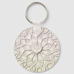 Modern Gold and Pink Glitter Geometric Pattern Key Ring