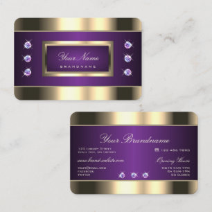 Modern Gold and Purple Luminous Faux Rhinestones Business Card