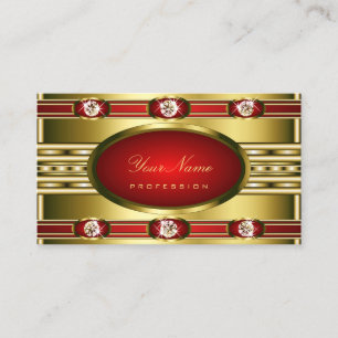 Modern Gold and Red Colours with Faux Rhinestones Business Card