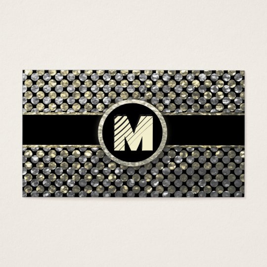 Modern Gold and Silver Monogram Business Card