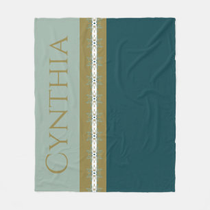 Modern Gold And Teal Fleece Blanket