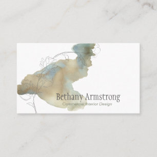 Modern Gold and Teal Swash Hand-Drawn Jasmine Business Card