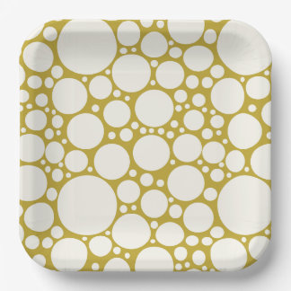 Modern Gold and White Champagne Bubbles Paper Plate