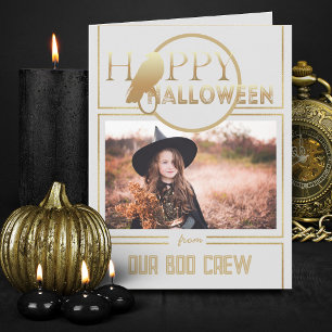 Modern Gold And White Chic Adult Happy Halloween Card