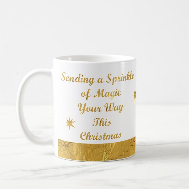 Modern Gold and White Christmas Mug (Left)