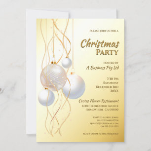 Modern Gold and White Christmas Party Invitation