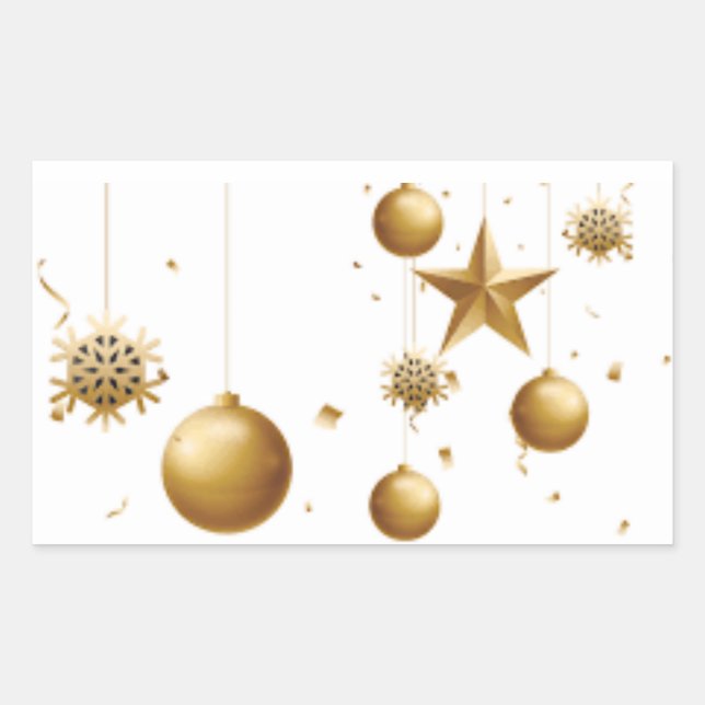 **MODERN GOLD AND WHITE DECOR** CHRISTMAS RECTANGULAR STICKER (Front)
