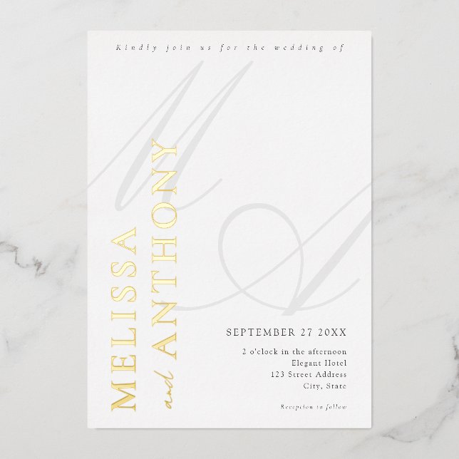 Modern Gold and White Elegant Minimalist Wedding (Front)