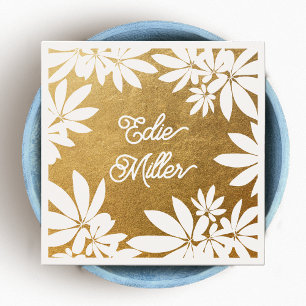 Modern Gold and White Floral Script Font 