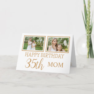 Modern Gold And White Photo 35th Mum Birthday Card