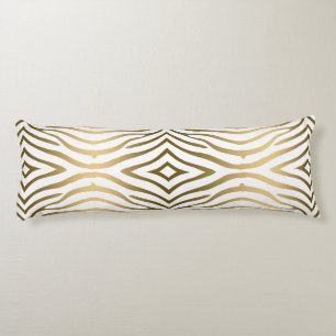 Modern Gold And White Zebra Stripes Body Cushion