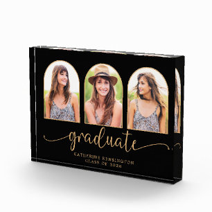 Modern Gold Arch 3 Photo Graduation Block