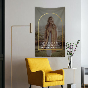 Modern Gold Arch Photo Grad Party Banner
