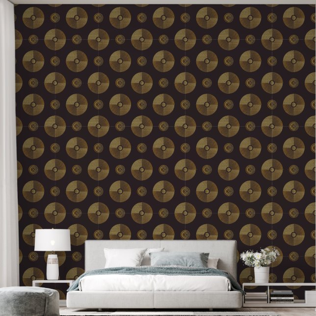 Modern Gold Art Deco Circles Wallpaper (Bedroom)