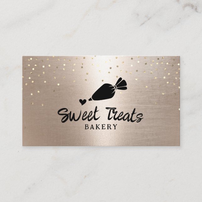 Modern Gold Bakery Cupcake Pastry Cake Business Card (Front)