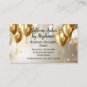 Modern Gold Balloon Arch Artist Party Planner Business Card