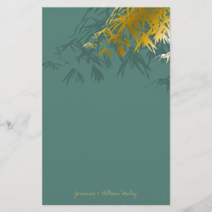 Modern Gold Bamboo Zen Asian Wedding Stationery
