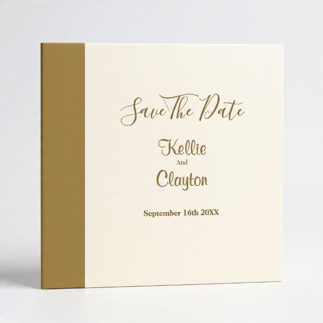 Modern Gold Bar Ivory Save The Date (Creator Uploaded)