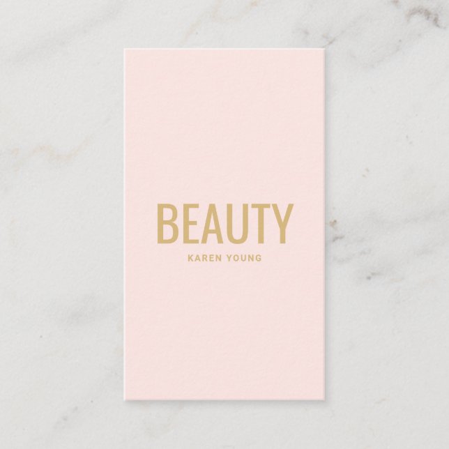 Modern gold beauty salon trendy blush pink makeup business card (Front)