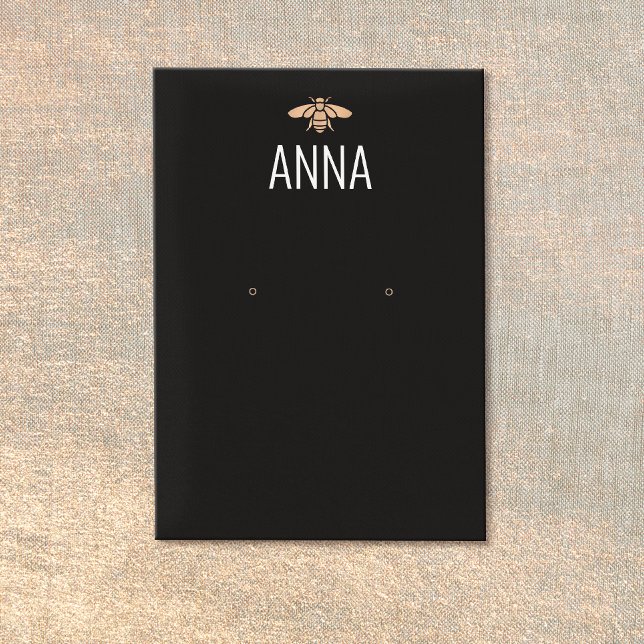 Modern Gold Bee Black Earring Display Card (Creator Uploaded)
