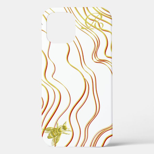 Modern Gold Bee Monogram Case-Mate iPhone Case (Back)