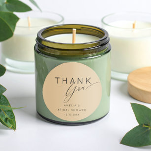 Modern Gold Beige Thank You Bridal Shower Classic Round Sticker