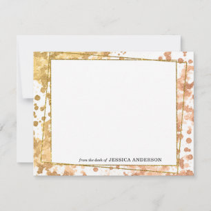 Modern Gold Beige Watercolor Brush Strokes Frame Card