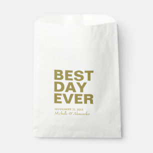 Modern Gold Best Day Ever Custom Wedding Treat Favour Bags