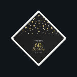 Modern Gold & Black 60th Birthday Party Napkins<br><div class="desc">This personalised paper napkin will add stylish detail to your special day. This design features modern gold & black hexagon confetti with custom text. Perfect for a modern gold theme 60th birthday party. Matching invitations and party supplies are available in my shop BaraBomDesign.</div>