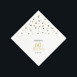 Modern Gold & Black 60th Birthday Party Napkins<br><div class="desc">This personalised paper napkin will add stylish detail to your special day. This design features modern gold & black hexagon confetti with custom text. Perfect for a modern gold theme 60th birthday party. Matching invitations and party supplies are available in my shop BaraBomDesign.</div>