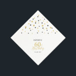 Modern Gold & Black 60th Birthday Party Napkins<br><div class="desc">This personalised paper napkin will add stylish detail to your special day. This design features modern gold & black hexagon confetti with custom text. Perfect for a modern gold theme 60th birthday party. Matching invitations and party supplies are available in my shop BaraBomDesign.</div>
