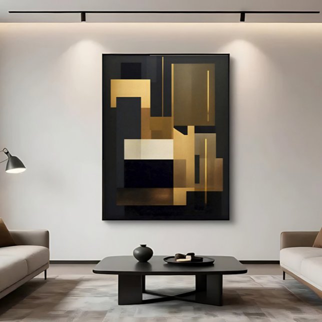 Modern Gold Black Abstract Geometric  Canvas Print (Creator Uploaded)
