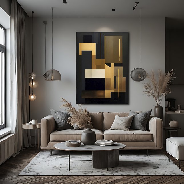 Modern Gold Black Abstract Geometric  Poster (Creator Uploaded)