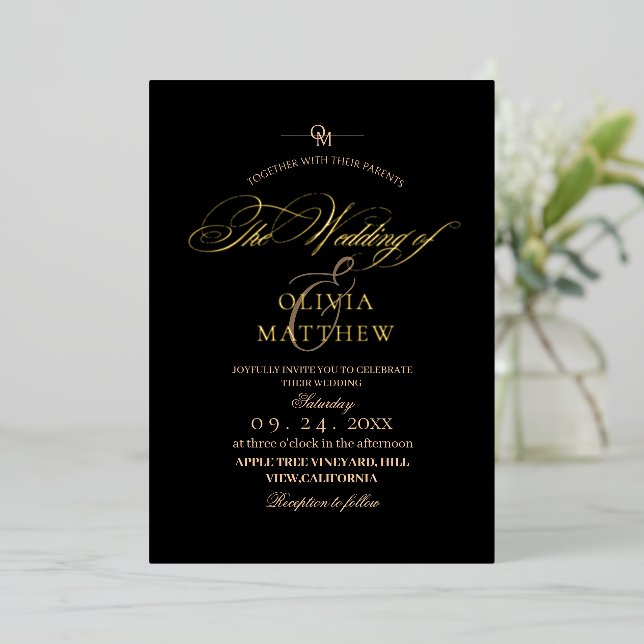  Modern Gold Black and White Photo Wedding (Standing Front)