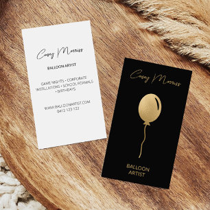 Modern Gold Black Balloon Artist Event Planner Business Card