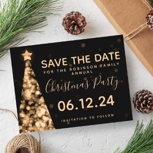 Modern Gold & Black Christmas Party Save The Date Announcement Postcard