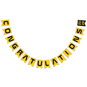 Modern Gold Black Congratulations Graduation Party Bunting